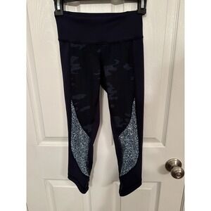 Lululemon Navy Camo Leggings with Light Blue Accents Size 2